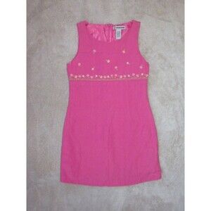 Girls Y2K Sleeveless Dress Small 7-8 Floral Beaded Daisies Christie Brooks